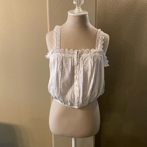 NWT Lucky Brand Pleated Eyelet Bubble Tank size small